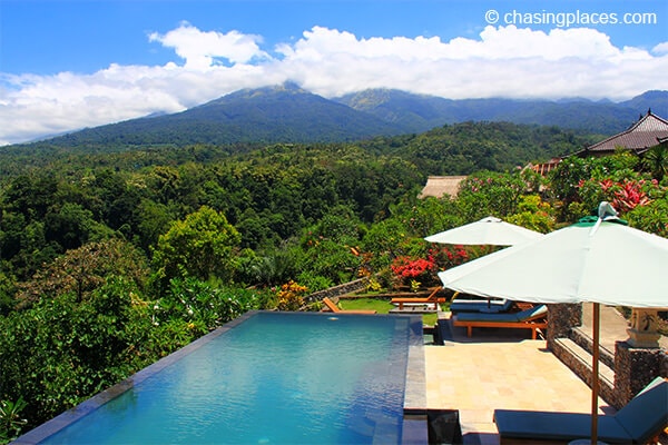 The stunning view from Mount Rinjani Lodge in Senaru Lombok