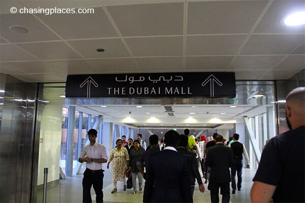 This is the big sign that shows you where the Dubai Mall it while going through the walkway connected to the Dubai Metro. 