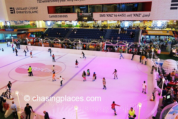 The ice skating rink inside Dubai Mall