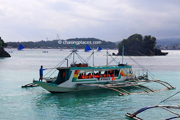 A bangka the boat that is used to transport visitors to and from boracay