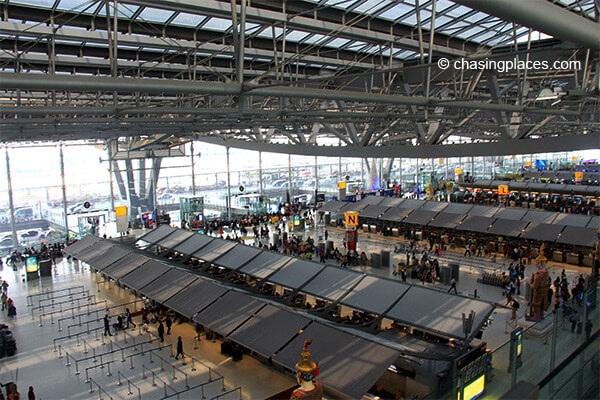 The check -in area in Suvarnabhumi Airport Bangkok Thailand