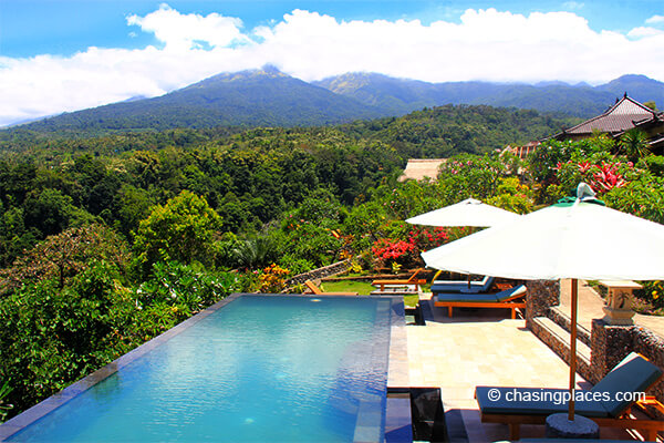 The view of Mount Rinjani from Rinjani Lodge in Senaru Lombok