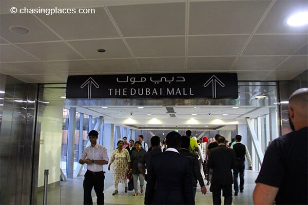 This is the big sign that shows you where the Dubai Mall it while going through the walkway connected to the Dubai Metro.