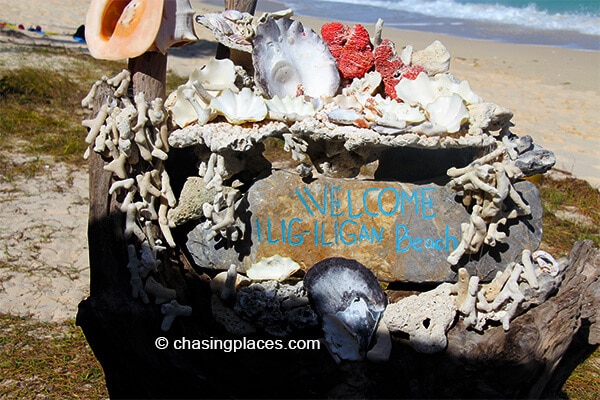 The sign that greets you once you reach this gorgeous beach.
