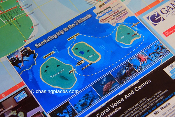 An illustration of the three Gili Islands. 